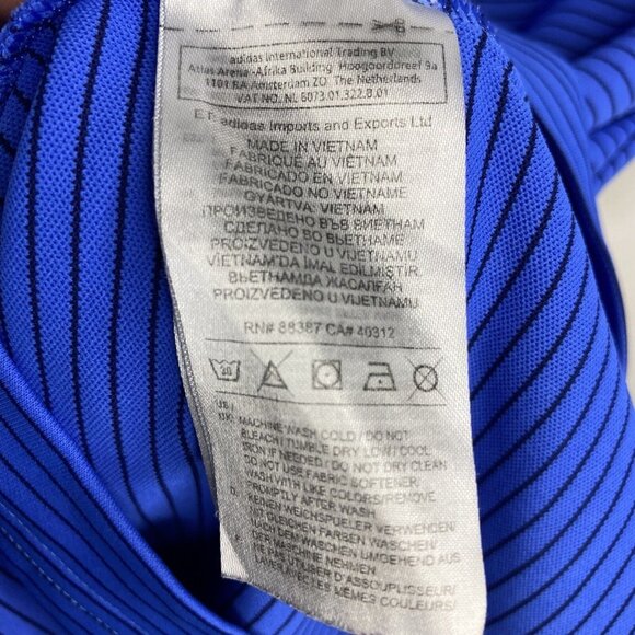 Adidas Men’s Short Sleeve Blue Striped Polo Small Shirt Golf - Picture 5 of 5